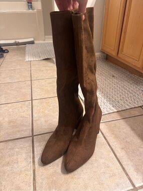 Jeffrey Campbell Brown Suede Over-The-Knee Pointed-Toe Boots
